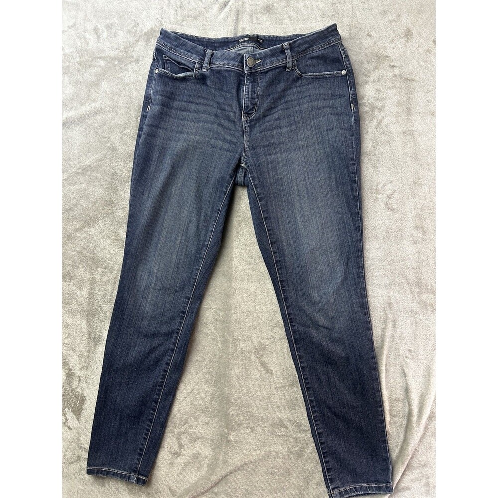 Simply Vera Vera Wang Skinny Jean Women 12 Mid Rise Dark Wash Blue Stretch Denim